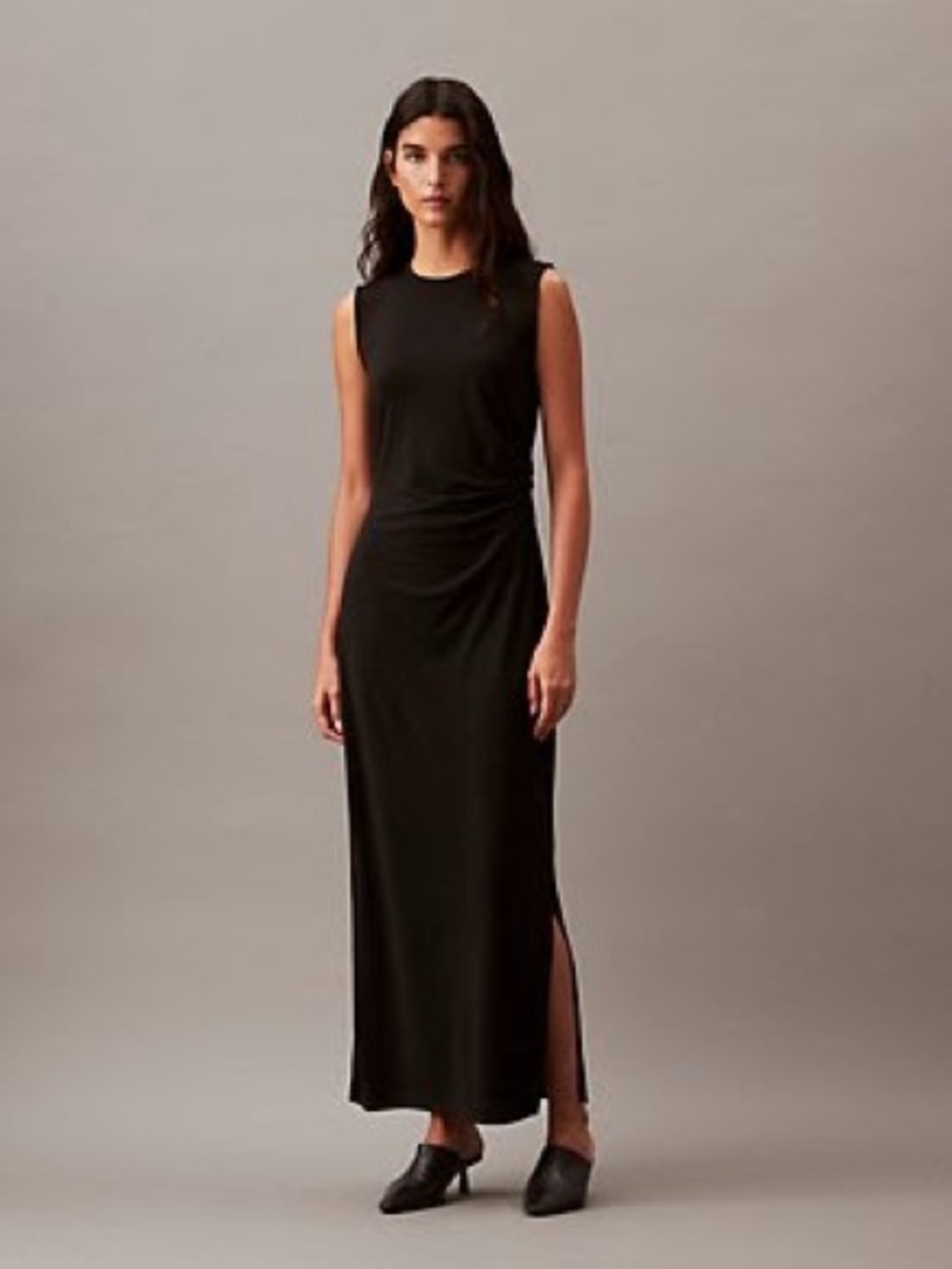 Calvin Klein Black Sleeveless Maxi Dress with Side Slit
